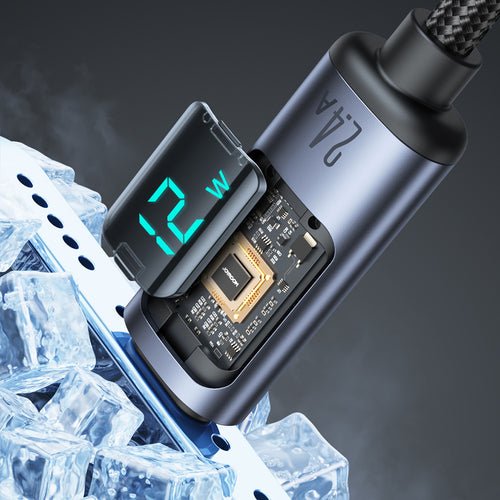 Joyroom Prism A16 Lightning/USB-A 2,4A 1,2m LED-kabel - svart