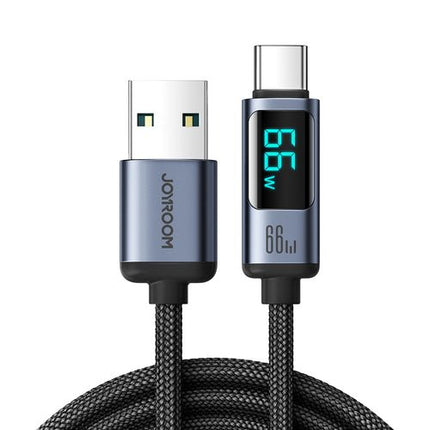 Joyroom A16 USB-C/A-kabel, 66 W, 1,2 m, LED-skjerm - Svart