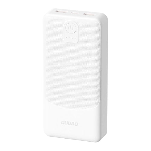 Dudao K10Pro 2.4A 20000mAh akkumulátor, 2 USB-A port - fehér.