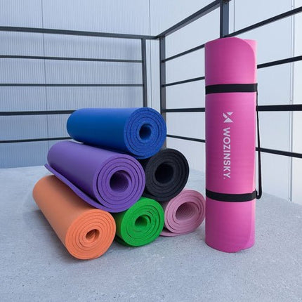 Tapis Wozinsky noir pour gym/yoga, 181x63x0,9 cm.