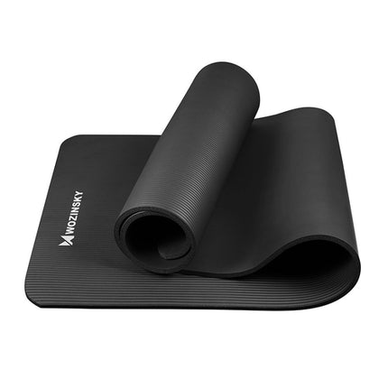 Tapis Wozinsky noir pour gym/yoga, 181x63x0,9 cm.