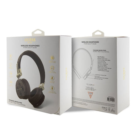 1266Cuffie Bluetooth Guess - Logo Metallo 4G - Marrone