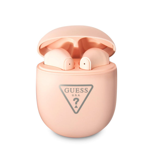 929Guess Bluetooth Earphones - TWS - Triangle Logo - Pink