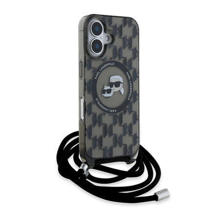 Karl Lagerfeld – Bakdeksel iPhone 16 – MagSafe IML – KC-hoder – Snor – Svart