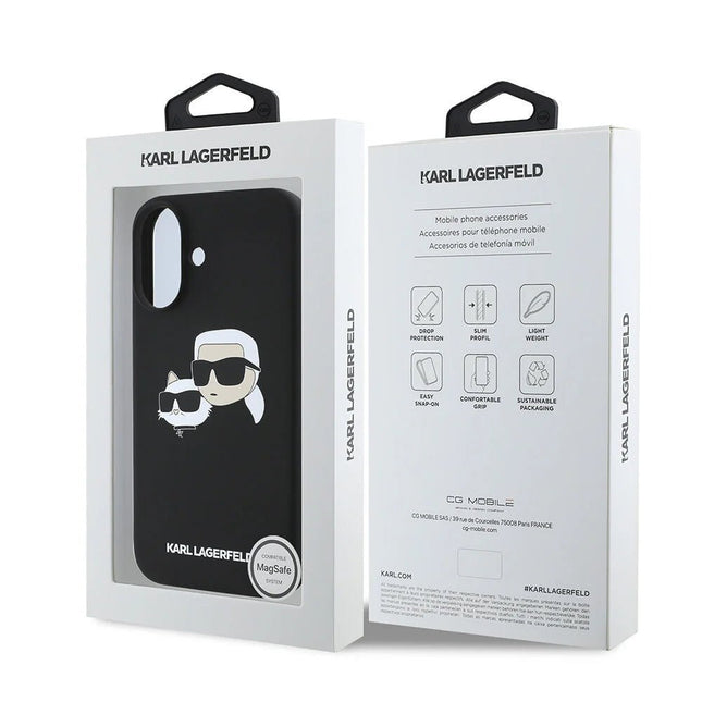 Karl Lagerfeld – iPhone 16 Back Cover – MagSafe – Double Layer Silicone – Black
